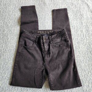 American Eagle High Rise Super Super Stretch Black Skinny Jeans, Size 4R